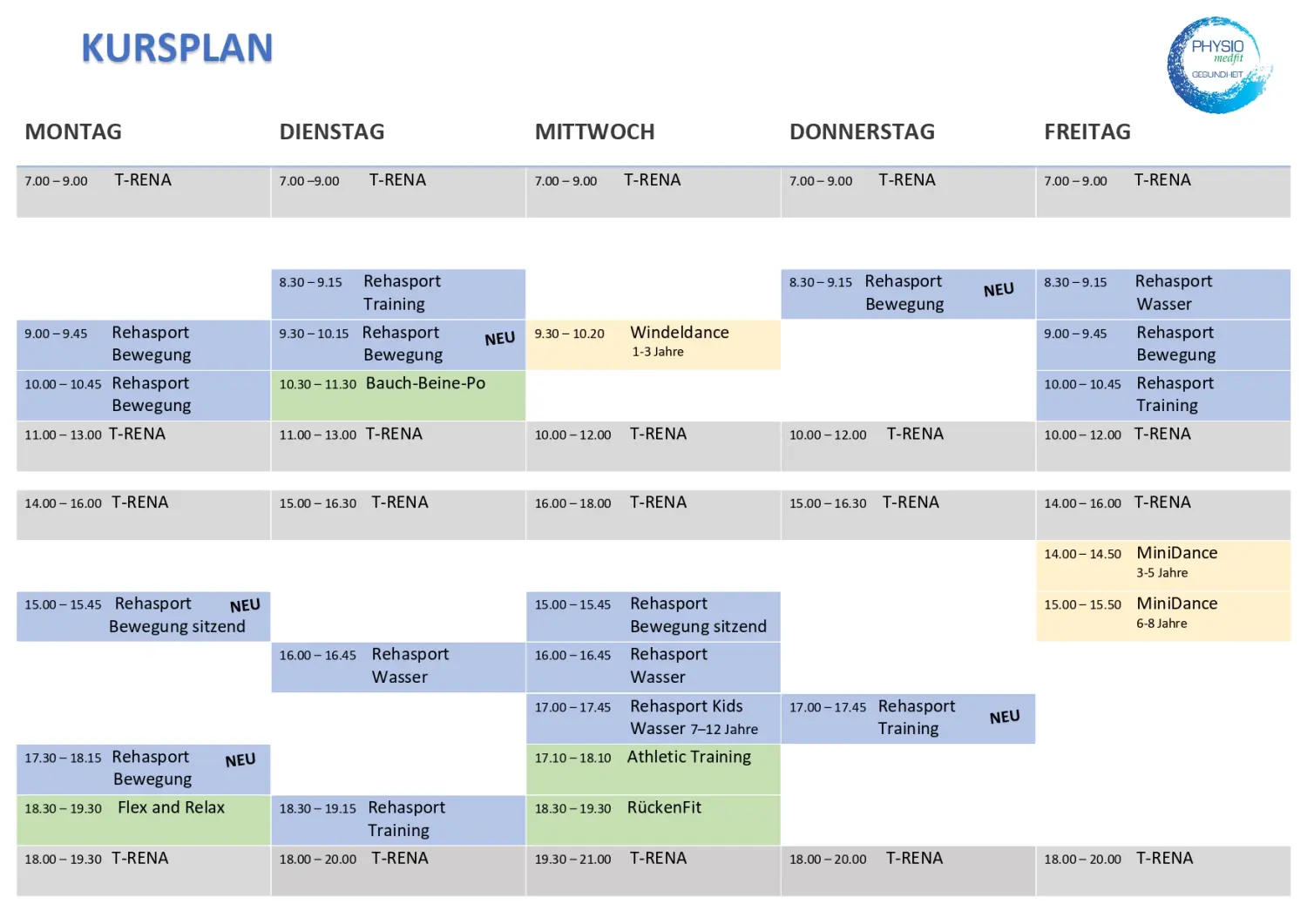 Kursplan von PHYSIOmedfit