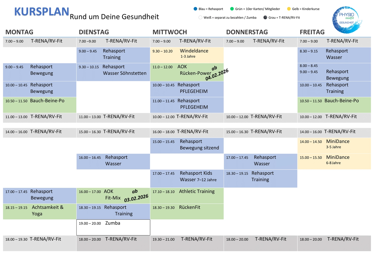 Kursplan von PHYSIOmedfit
